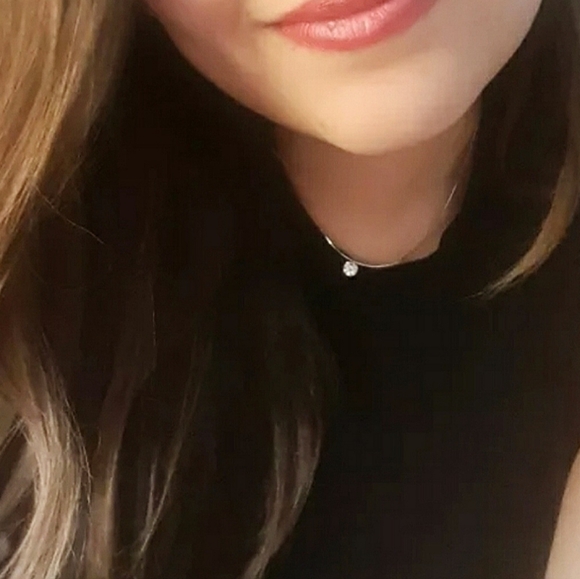 NEW Dainty 925 Sterling Silver Loose Solitare Diamond Necklace - Picture 5 of 9